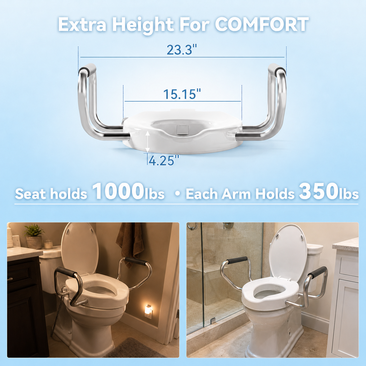 All-in-One Toilet Safety System with Bidet Seat and Support Arms